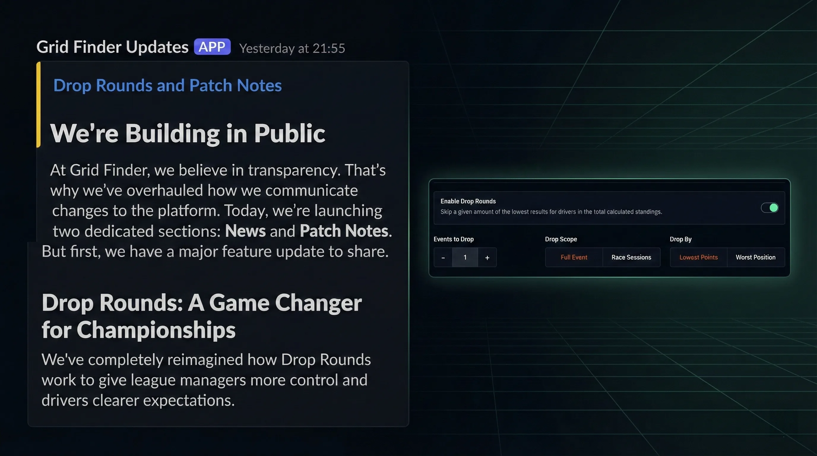 Drop Rounds and Patch Notes